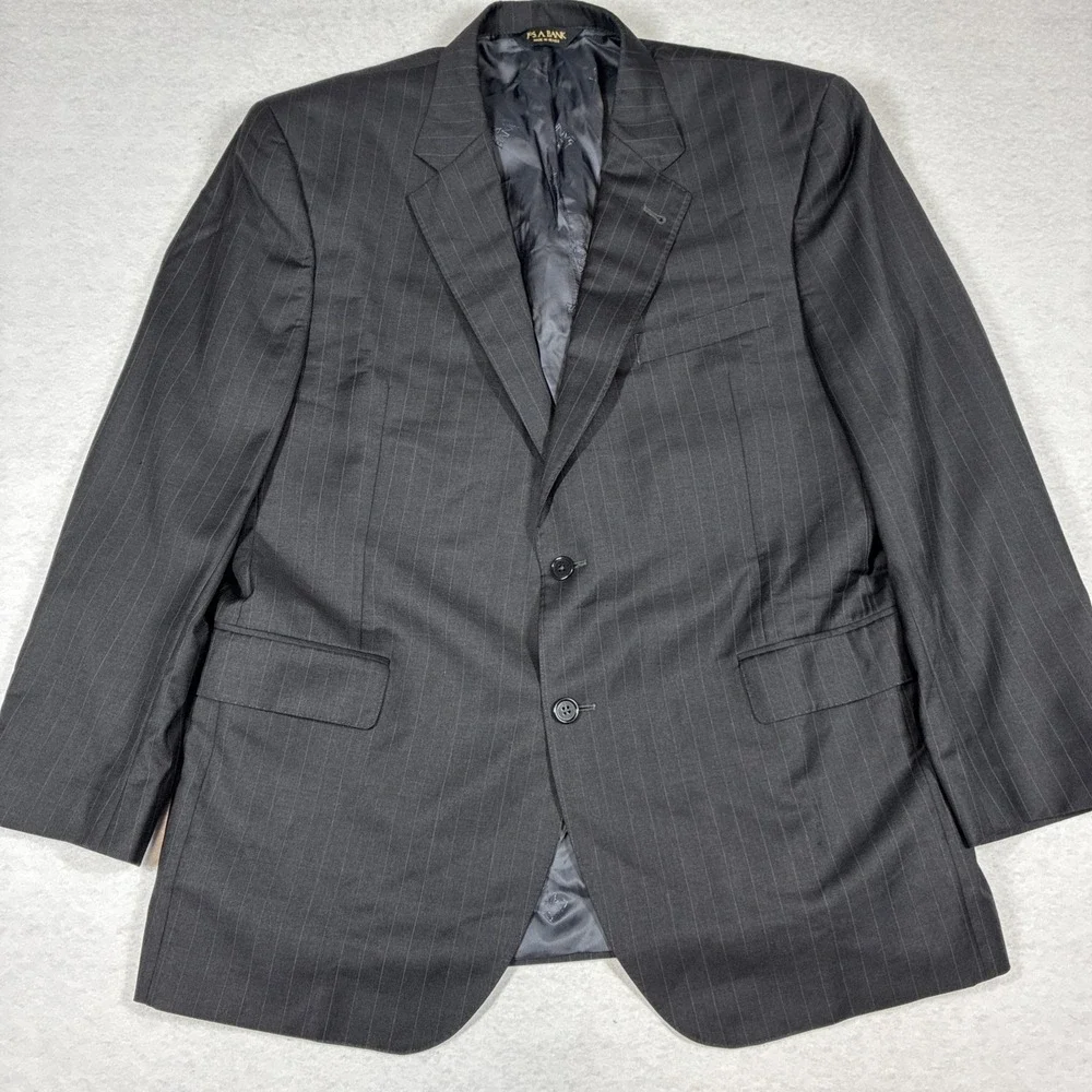 Jos. A Bank Men's Wool Charcoal Gray Pinstripe Suit 2 Piece 44R 38x33 Formal
